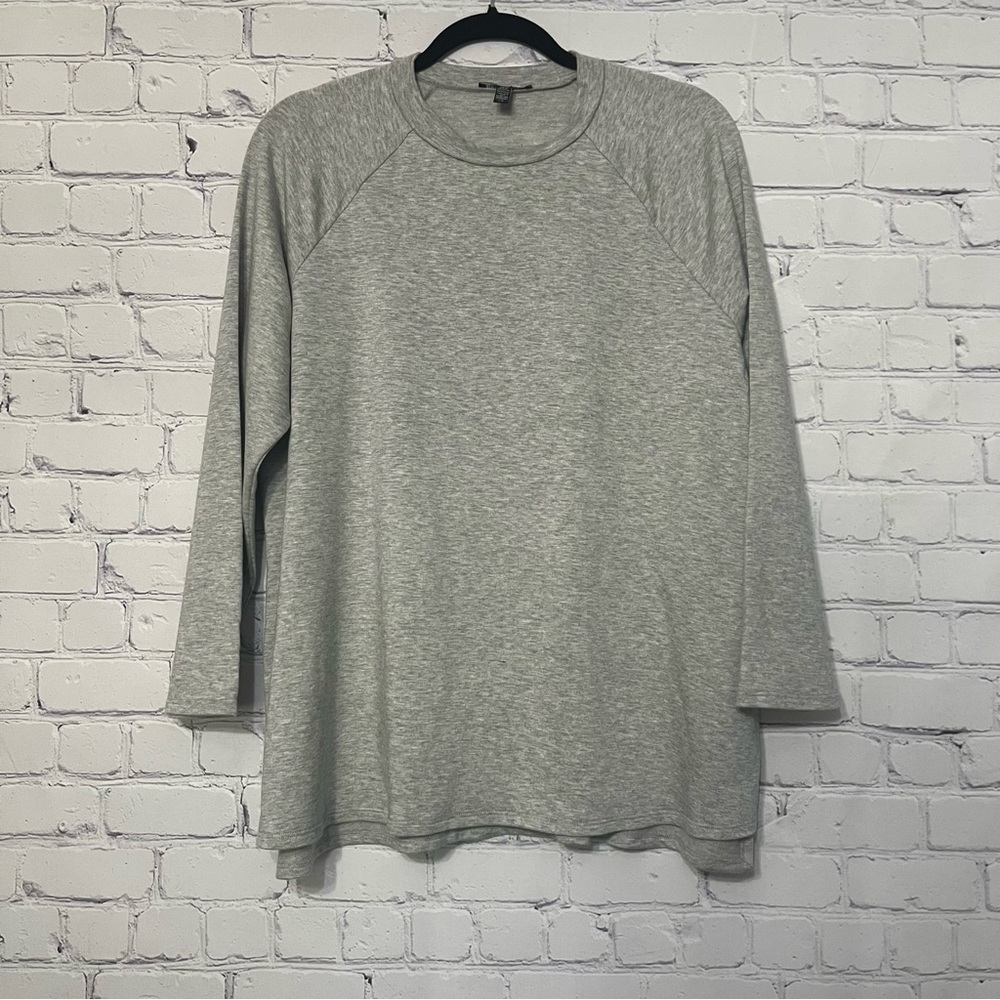 Eileen Fisher Light Gray Sweater Women Sz Large Organic Cotton Blend Soft Comfy